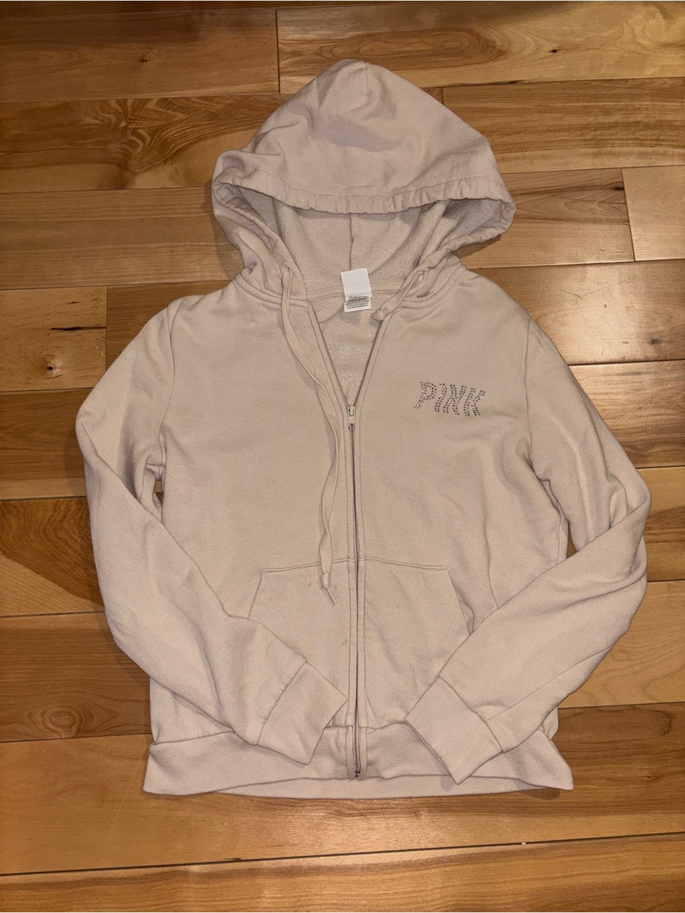 PINK Victoria's Secret Light Beige Hoodie with Hood and Zip